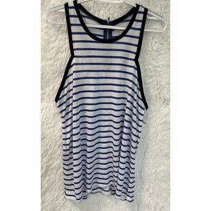 American Eagle Blue White Scoop Striped Tank Top Womens Size XL Zip back detail